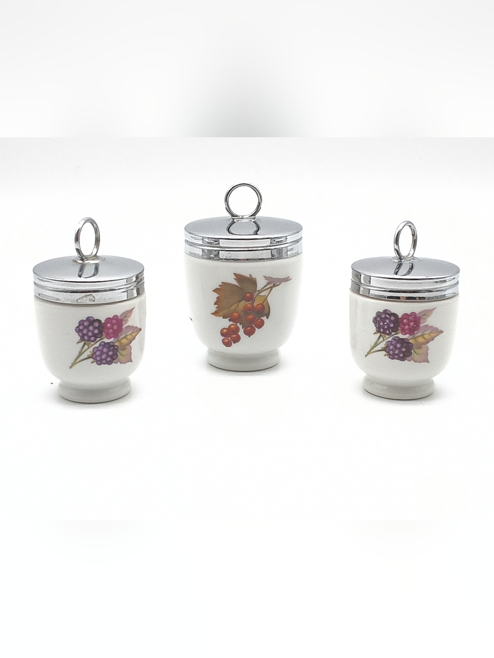 3 Vintage Royal Worcester "Evesham Gold" Egg Coddlers - Picture 3 of 11